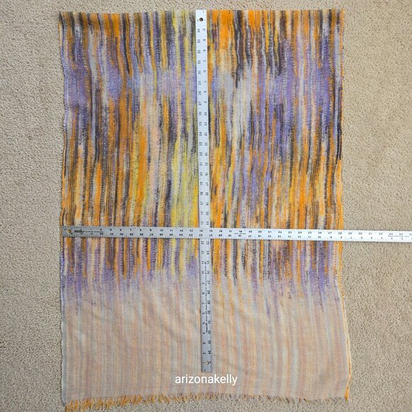 Lightweight Wool Scarf Streaked with Purple & Yellow - Picture 6 of 11